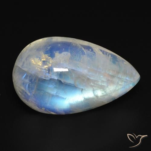 Pierre de lune arc-en-ciel Blanc bleuâtre naturelle En forme de poire, 15.76 ct, Transparent