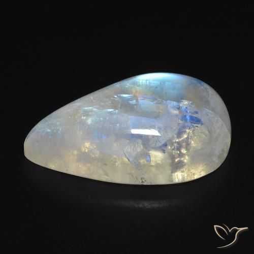 Pierre de lune arc-en-ciel Blanc bleuâtre naturelle En forme de poire, 15.76 ct, Transparent