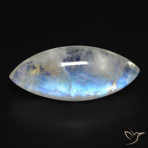 13.85ct Naturel Blanc bleuâtre Pierre de lune arc-en-ciel, Marquise, Transparent