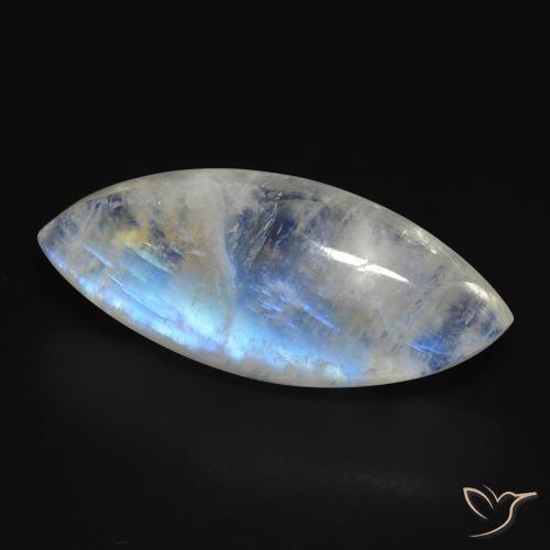 Pierre de lune arc-en-ciel Blanc bleuâtre naturelle Marquise, 13.85 ct, Transparent