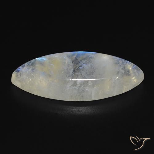 Pierre de lune arc-en-ciel Blanc bleuâtre naturelle Marquise, 13.85 ct, Transparent