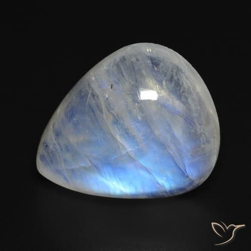 Pierre de lune arc-en-ciel Blanc bleuâtre naturelle En forme de poire, 12.82 ct, Transparent