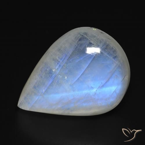 18.15ct Naturel Blanc bleuâtre Pierre de lune arc-en-ciel, En forme de poire, Transparent