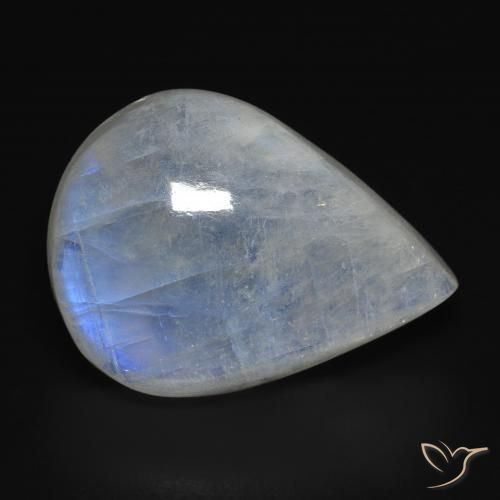 Pierre de lune arc-en-ciel Blanc bleuâtre naturelle En forme de poire, 18.15 ct, Transparent