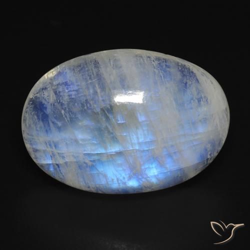 14.74ct Naturel Blanc bleuâtre Pierre de lune arc-en-ciel, ovale, Transparent