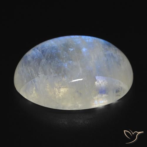 Pierre de lune arc-en-ciel Blanc bleuâtre naturelle ovale, 14.74 ct, Transparent