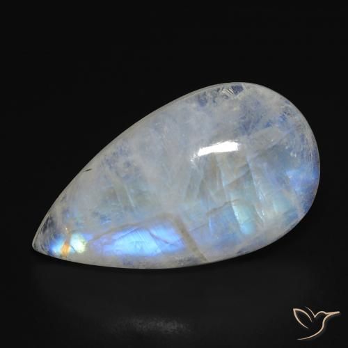 Pierre de lune arc-en-ciel Blanc bleuâtre naturelle En forme de poire, 16.44 ct, Transparent