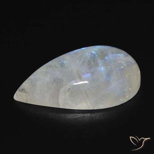 Pierre de lune arc-en-ciel Blanc bleuâtre naturelle En forme de poire, 16.44 ct, Transparent