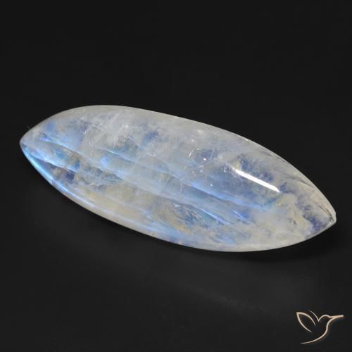 Pierre de lune arc-en-ciel Blanc bleuâtre naturelle Marquise, 33.16 ct, Transparent