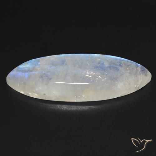 Pierre de lune arc-en-ciel Blanc bleuâtre naturelle Marquise, 33.16 ct, Transparent