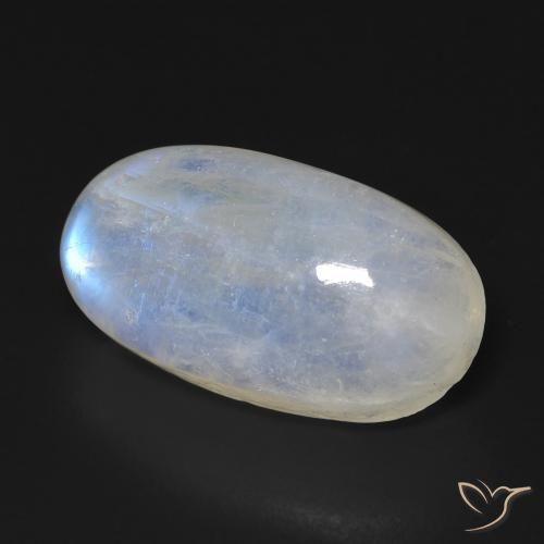 Pierre de lune arc-en-ciel Blanc bleuâtre naturelle ovale, 13.19 ct, Transparent