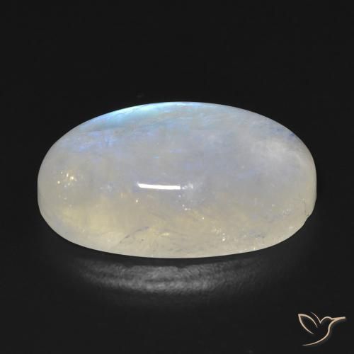 Pierre de lune arc-en-ciel Blanc bleuâtre naturelle ovale, 13.19 ct, Transparent