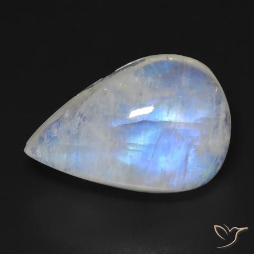 Pierre de lune arc-en-ciel Blanc bleuâtre naturelle En forme de poire, 16.35 ct, Transparent