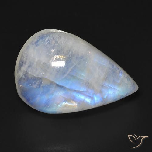 Pierre de lune arc-en-ciel Blanc bleuâtre naturelle En forme de poire, 16.35 ct, Transparent