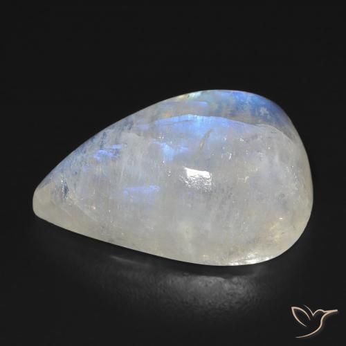 Pierre de lune arc-en-ciel Blanc bleuâtre naturelle En forme de poire, 16.35 ct, Transparent