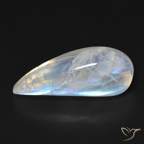 11.93ct Naturel Blanc bleuâtre Pierre de lune arc-en-ciel, Fantaisie, Transparent