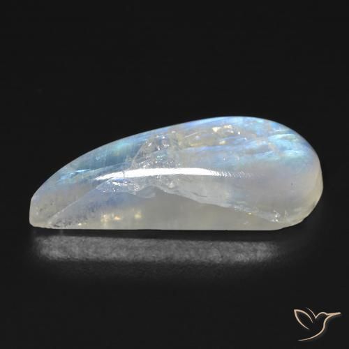 Pierre de lune arc-en-ciel Blanc bleuâtre naturelle Fantaisie, 11.93 ct, Transparent