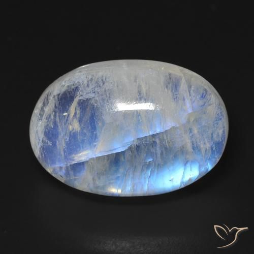 15.76ct Naturel Blanc bleuâtre Pierre de lune arc-en-ciel, ovale, Transparent