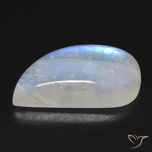 Pierre de lune arc-en-ciel Blanc bleuâtre naturelle Fantaisie, 19.25 ct, Transparent