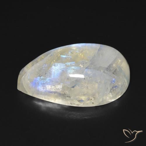 Pierre de lune arc-en-ciel Blanc bleuâtre naturelle En forme de poire, 13.06 ct, Transparent