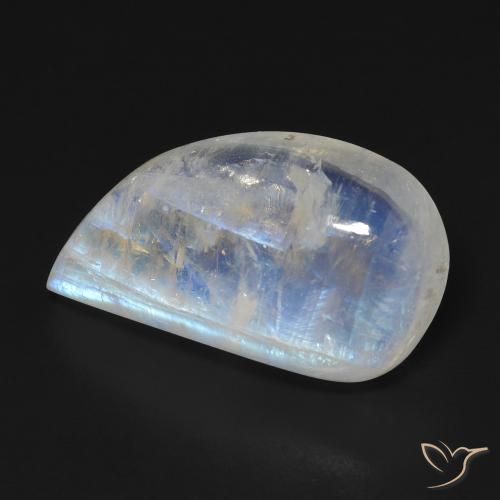 Pierre de lune arc-en-ciel Blanc bleuâtre naturelle Forme fantaisie, 14.35 ct, Transparent