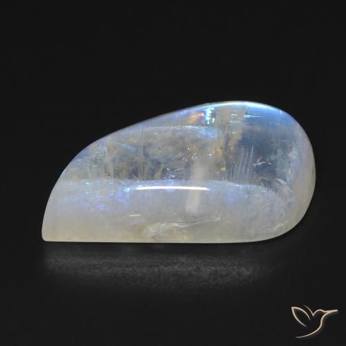 Pierre de lune arc-en-ciel Blanc bleuâtre naturelle Forme fantaisie, 14.35 ct, Transparent