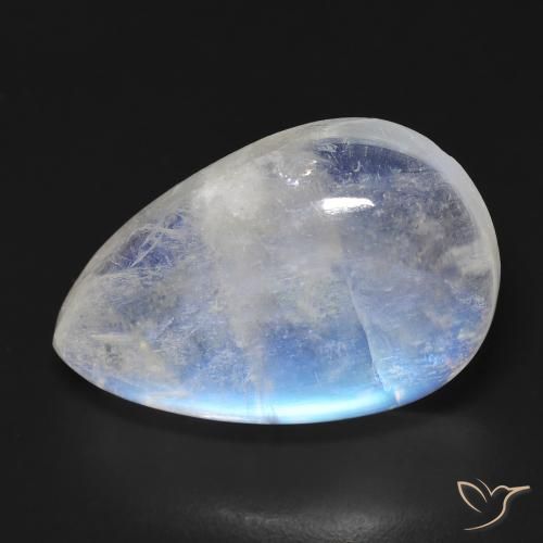 Pierre de lune arc-en-ciel Blanc bleuâtre naturelle En forme de poire, 19.00 ct, Transparent