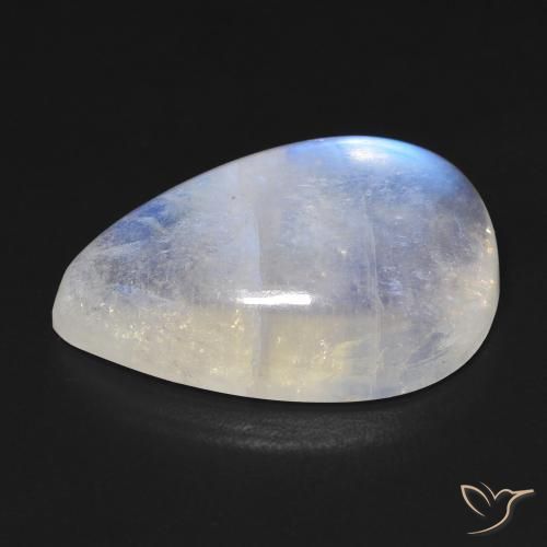 Pierre de lune arc-en-ciel Blanc bleuâtre naturelle En forme de poire, 19.00 ct, Transparent