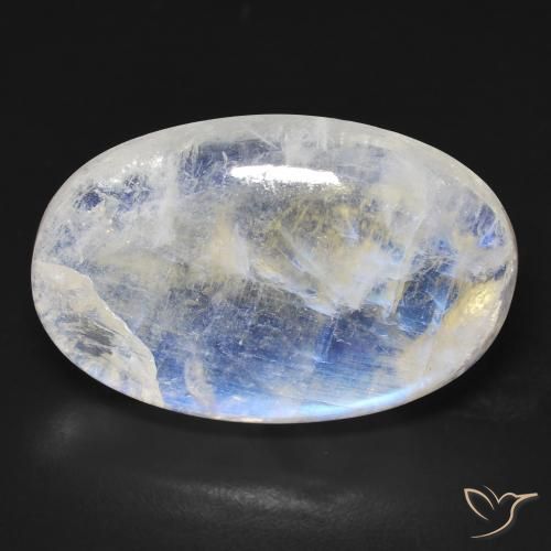 21.32ct Naturel Blanc bleuâtre Pierre de lune arc-en-ciel, ovale, Transparent