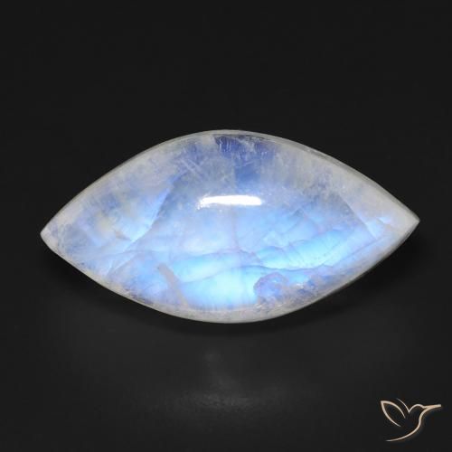 13.68ct Naturel Blanc bleuâtre Pierre de lune arc-en-ciel, Marquise, Transparent
