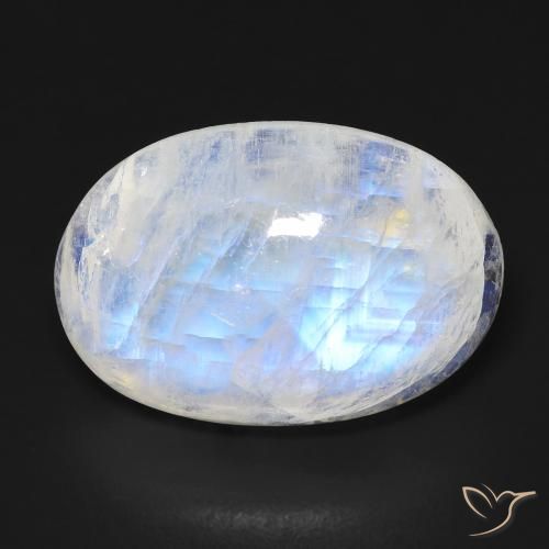 14.30ct Naturel Blanc bleuâtre Pierre de lune arc-en-ciel, ovale, Transparent