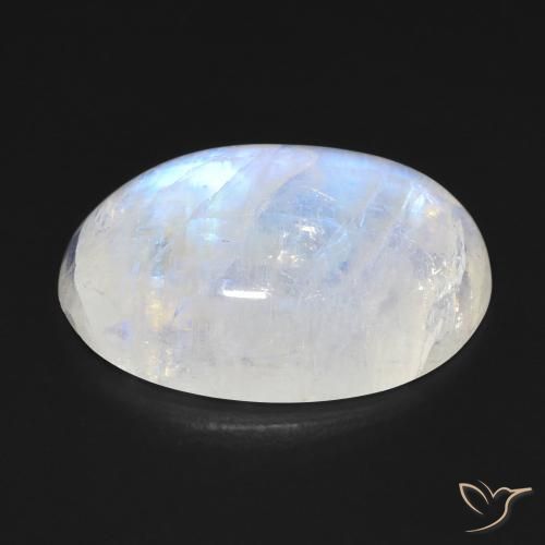 Pierre de lune arc-en-ciel Blanc bleuâtre naturelle ovale, 14.30 ct, Transparent