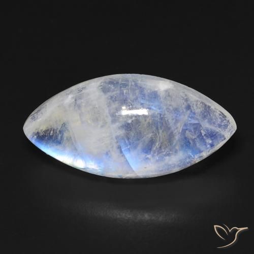 10.03ct Naturel Blanc bleuâtre Pierre de lune arc-en-ciel, Marquise, Transparent
