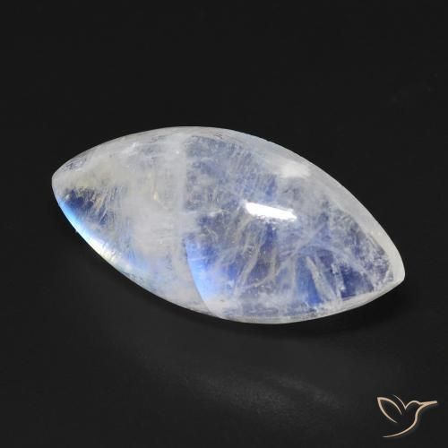 Pierre de lune arc-en-ciel Blanc bleuâtre naturelle Marquise, 10.03 ct, Transparent