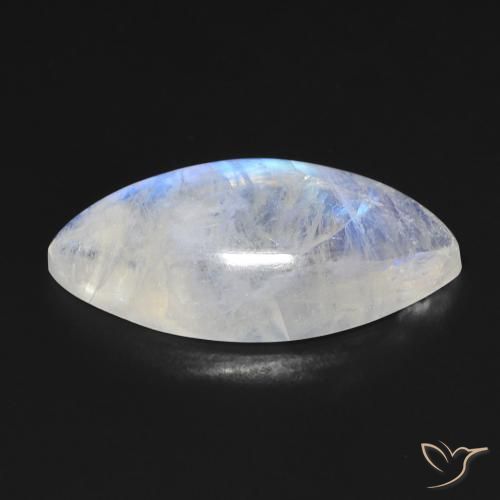 Pierre de lune arc-en-ciel Blanc bleuâtre naturelle Marquise, 10.03 ct, Transparent