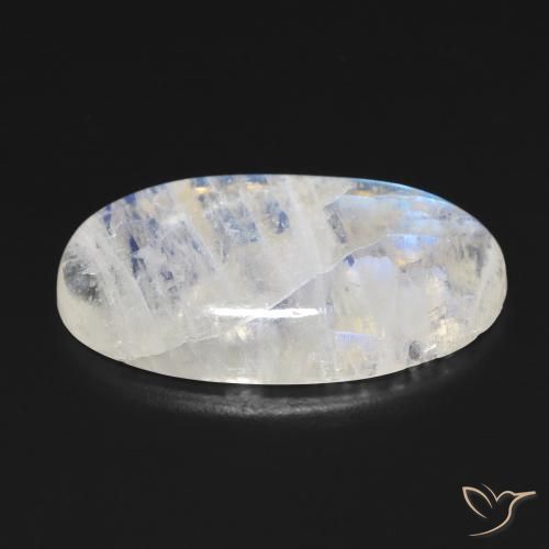 Pierre de lune arc-en-ciel Blanc bleuâtre naturelle ovale, 13.18 ct, Transparent