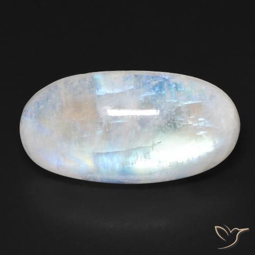 11.77ct Naturel Blanc bleuâtre Pierre de lune arc-en-ciel, ovale, Transparent