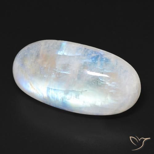 Pierre de lune arc-en-ciel Blanc bleuâtre naturelle ovale, 11.77 ct, Transparent