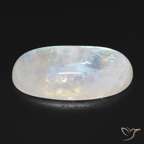 Pierre de lune arc-en-ciel Blanc bleuâtre naturelle ovale, 11.77 ct, Transparent