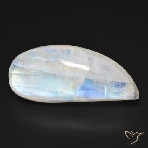 20.59ct Naturel Blanc bleuâtre Pierre de lune arc-en-ciel, Fantaisie, Transparent
