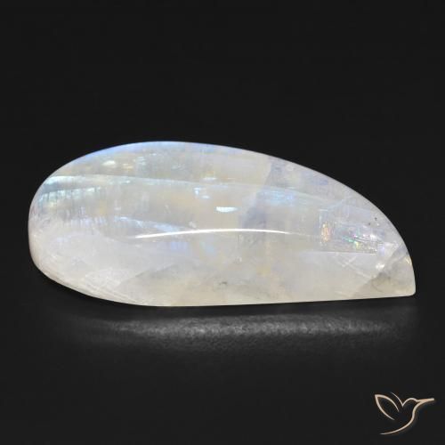Pierre de lune arc-en-ciel Blanc bleuâtre naturelle Fantaisie, 20.59 ct, Transparent