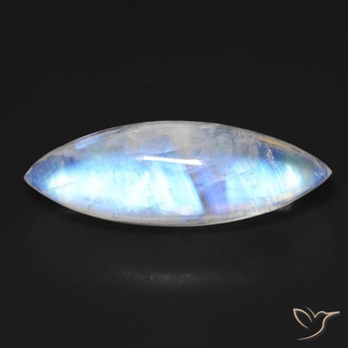 12.50ct Naturel Blanc bleuâtre Pierre de lune arc-en-ciel, Marquise, Transparent