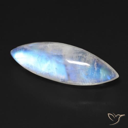 Pierre de lune arc-en-ciel Blanc bleuâtre naturelle Marquise, 12.50 ct, Transparent