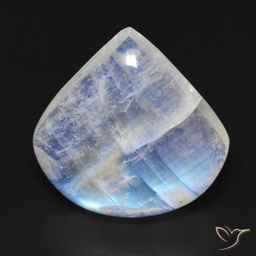 Pierre de lune arc-en-ciel Blanc bleuâtre naturelle En forme de poire, 13.24 ct, Transparent