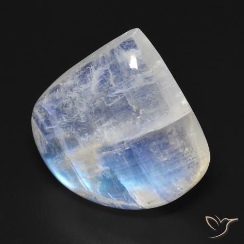 Pierre de lune arc-en-ciel Blanc bleuâtre naturelle En forme de poire, 13.24 ct, Transparent
