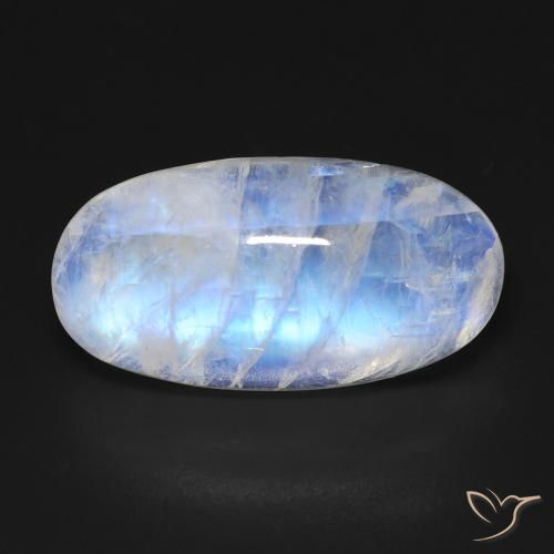 14.37ct Naturel Blanc bleuâtre Pierre de lune arc-en-ciel, ovale, Transparent