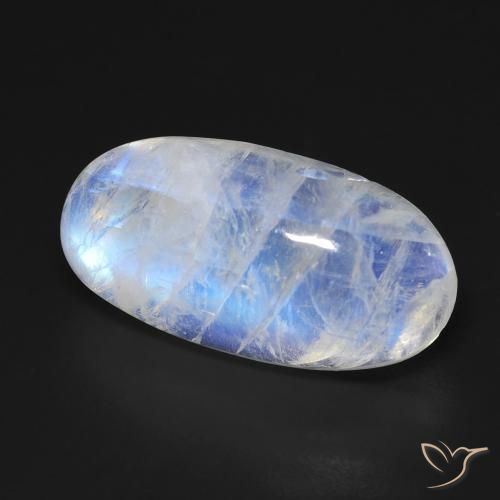 Pierre de lune arc-en-ciel Blanc bleuâtre naturelle ovale, 14.37 ct, Transparent