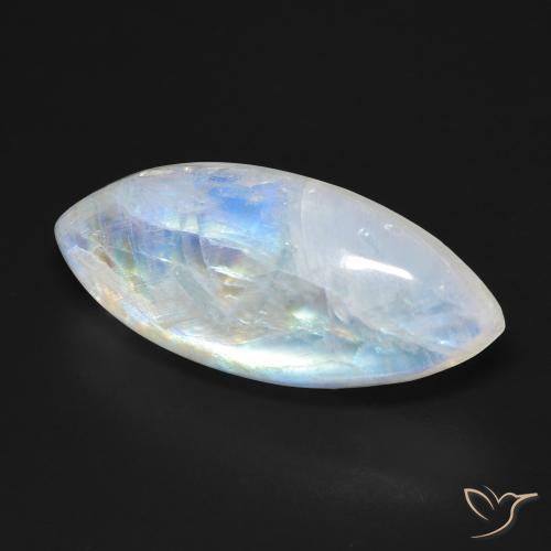 Pierre de lune arc-en-ciel Blanc bleuâtre naturelle Marquise, 12.26 ct, Transparent