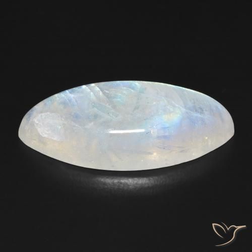 Pierre de lune arc-en-ciel Blanc bleuâtre naturelle Marquise, 12.26 ct, Transparent