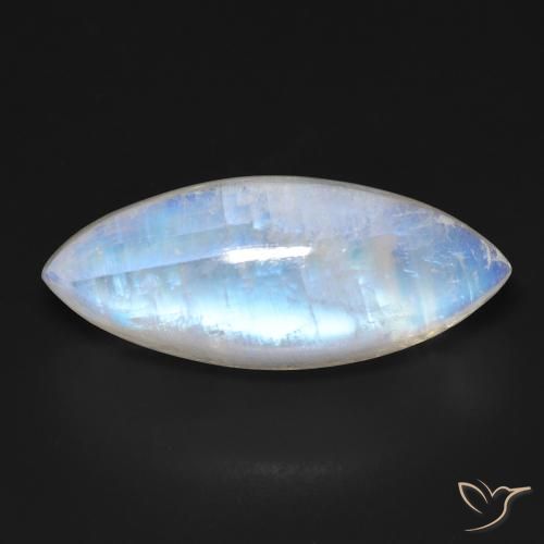 18.46ct Naturel Blanc bleuâtre Pierre de lune arc-en-ciel, Marquise, Transparent